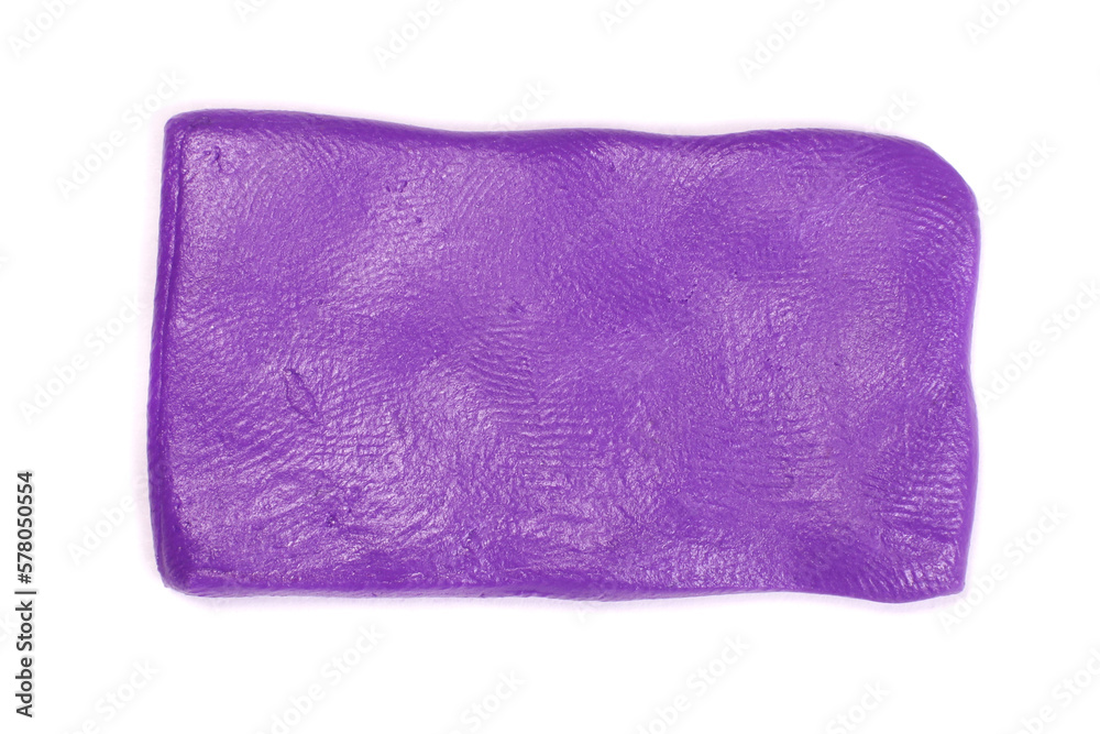 Purple plasticine isolated on white background. copy space for text Purple plasticine isolated on white background. copy space for text