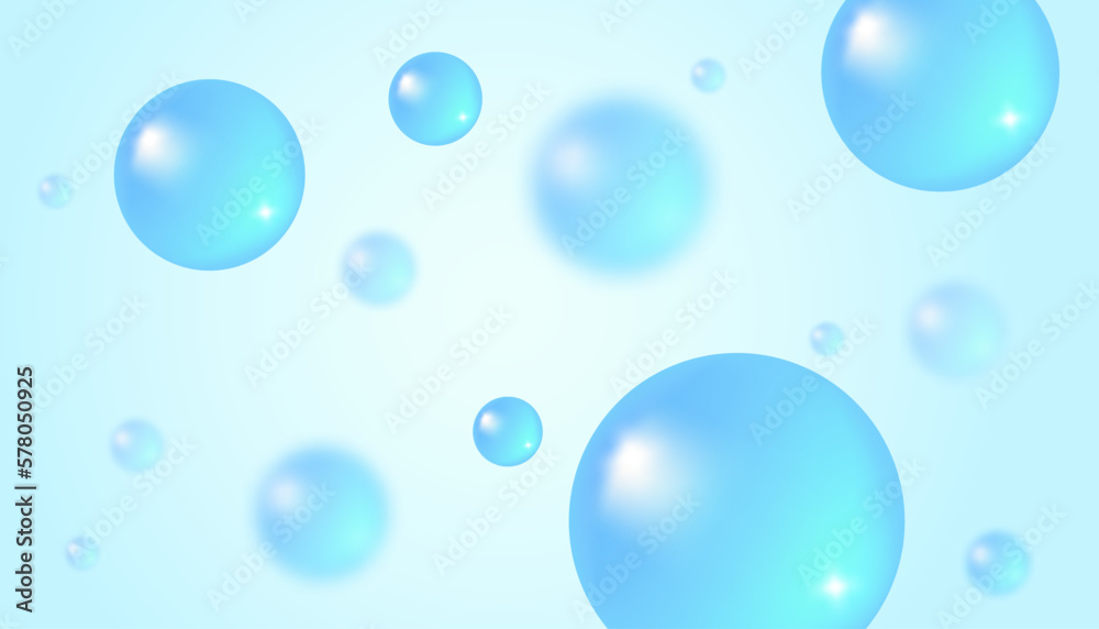 Vector abstract background with water bubbles. Trendy vector background in realistic style.
