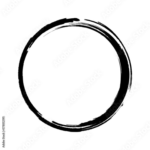 Brush stroke. Grunge frame. Ink drawn circle. Grunge circle.