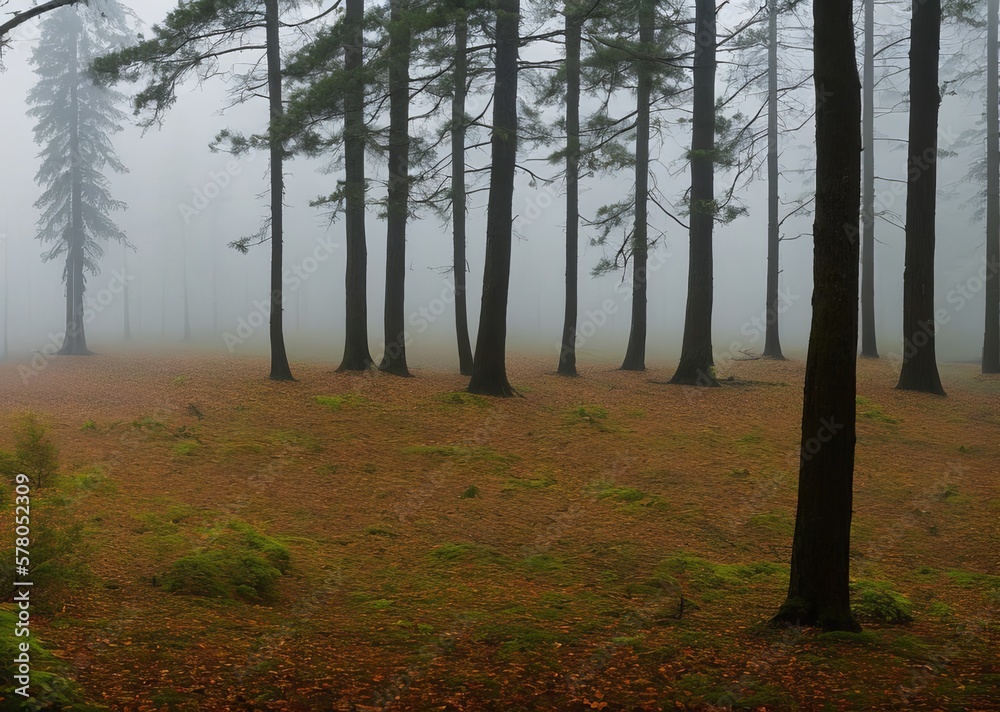 beautiful landscape with a lake, foggy beautiful landscape with a lake, foggy