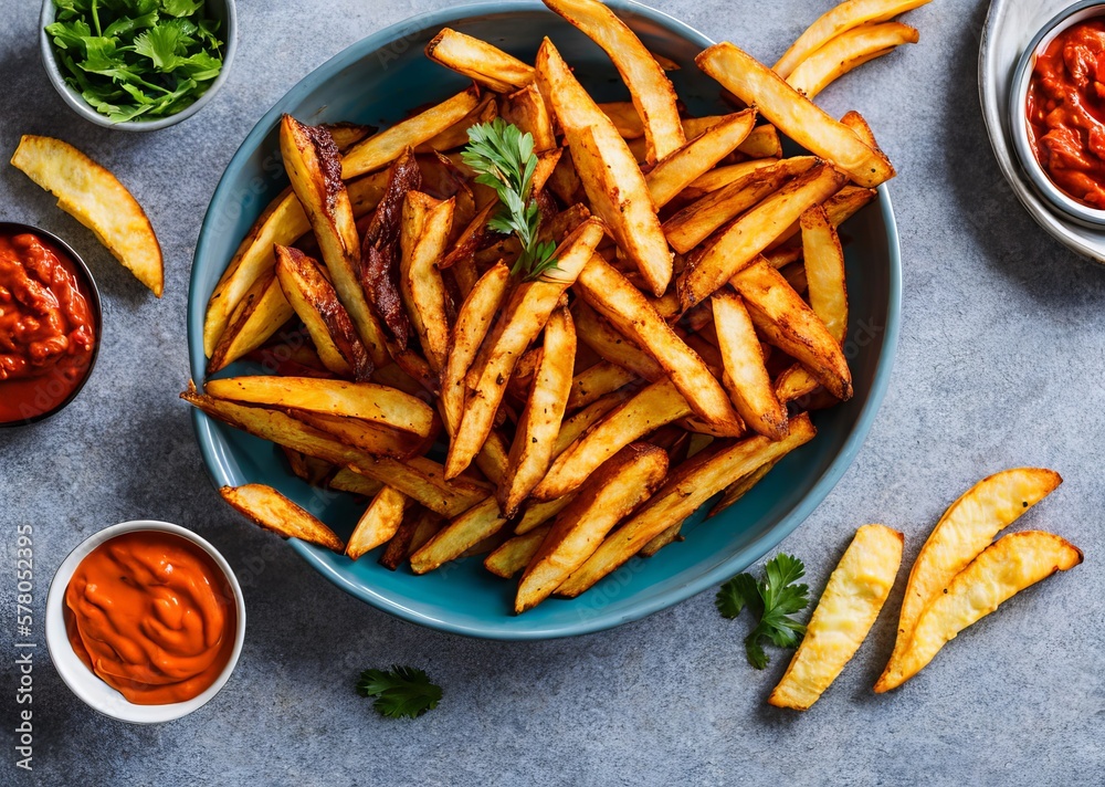 french fries with ketchup and sauce on a wooden background french fries with ketchup and sauce on a wooden background