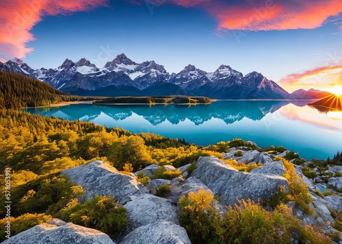 beautiful lake in the mountains of the state of the most famous tourist destination in the summer