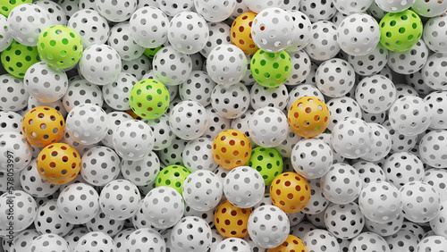 Colorful plastic pickleball sports balls