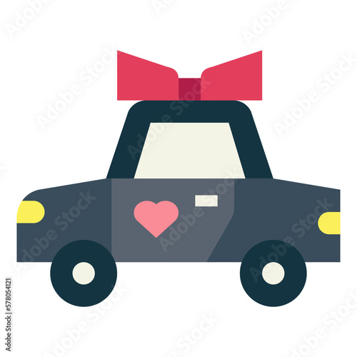wedding car flat icon style