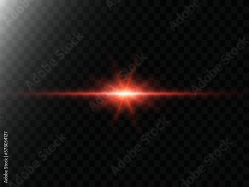 Light flare effect isolated on transparent background. Lens flare, sparkles, bokeh, shining star with rays concept. Abstract luminous explosion.