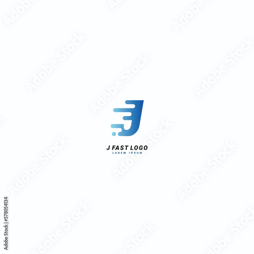 Initial letter J Fast speed logo design template