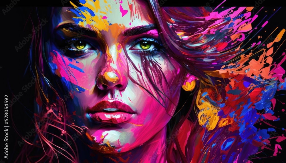 portrait of an abstract girl colorful generative AI