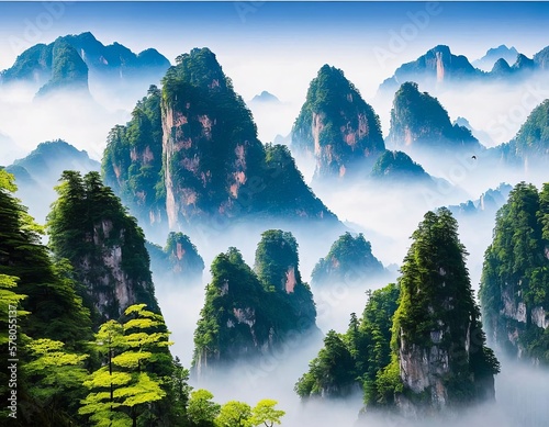 beautiful landscape of the mountains in the morning