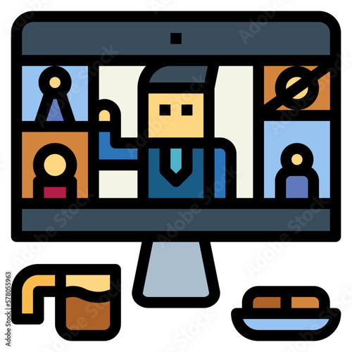 online meeting filled outline icon style