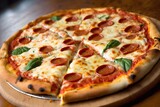pizza with salami and cheese, generative AI