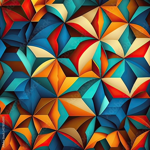 Seamless pattern with red and white triangles. Generative AI