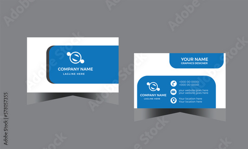 Modern clean business card.Modern Technology Style Business Card Design, Tech Visiting Card Template.Clean corporate white and sky color design card template background.