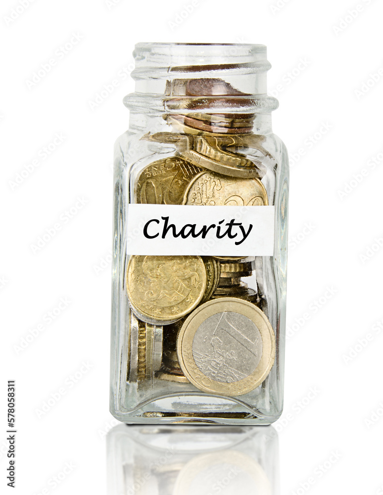 Jar full with coins and with placeholder for text Jar full with coins and with placeholder for text