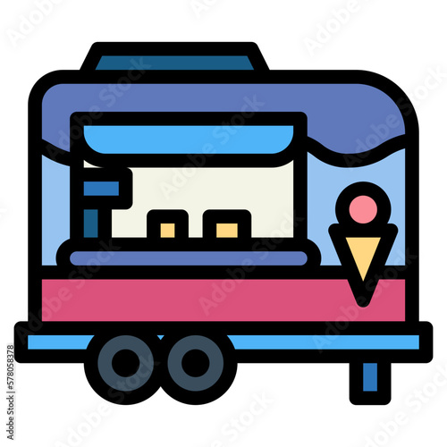 ice cream truck filled outline icon style