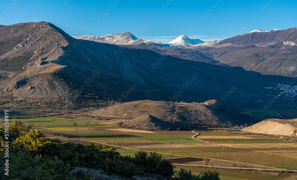 The snowcapped Monte Camicia as seen from Capestrano. Abruzzo, Italy. The snowcapped Monte Camicia as seen from Capestrano. Abruzzo, Italy.