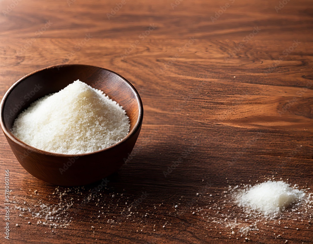 sea salt in a wooden spoon on a brown background sea salt in a wooden spoon on a brown background
