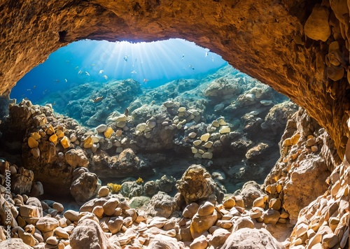 beautiful tropical sea and ocean water with corals and rocks. nature background.