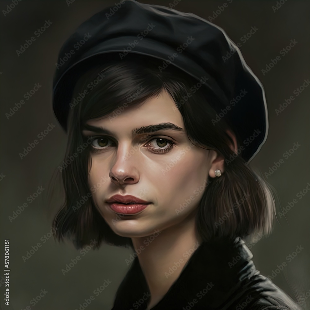Portrait of a female soldier. Revolutionary fighter. Resistance. Portrait of a female soldier. Revolutionary fighter. Resistance.