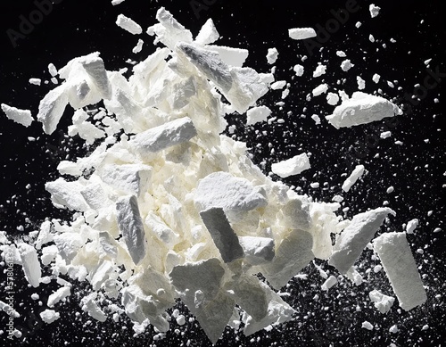pile of crushed sugar on black background