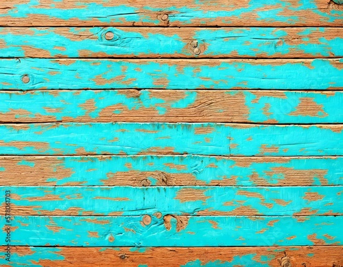 old blue wooden background with peeling paint