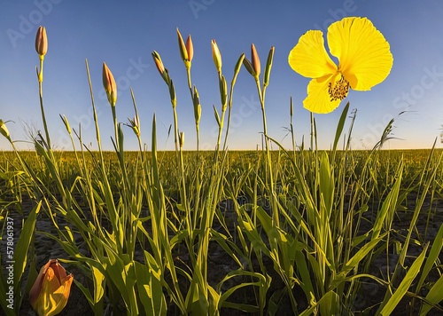 beautiful yellow flowers in the field