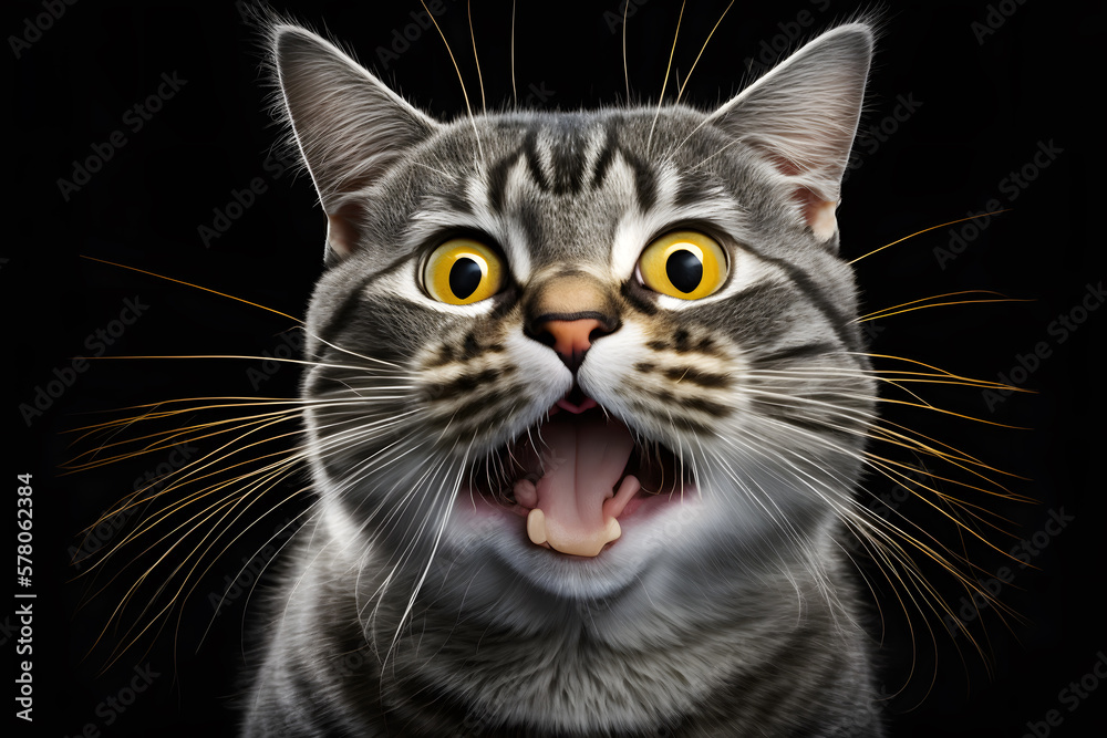 Portrait funny cat with a tongue photography made with Generative AI Portrait funny cat with a tongue photography made with Generative AI