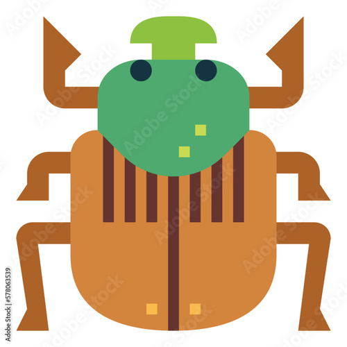 scarab beetle flat icon style