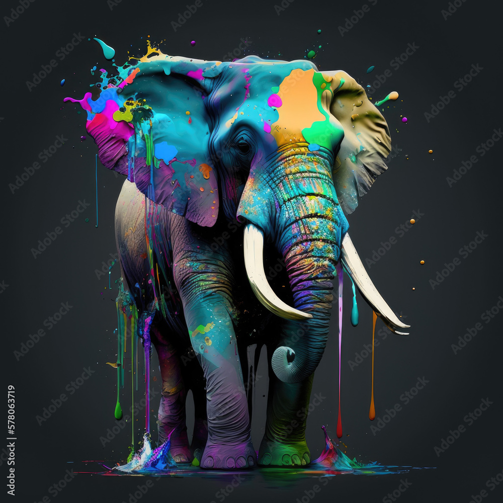 Obraz premium Graffiti Neon Art with Animals: A Bold and Colorful Image of Street Artistry Generative AI