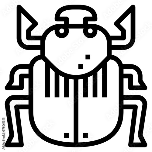 scarab beetle line icon style