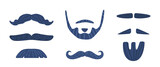 Collection Of Various Mustache And Beard Styles, Classic And Modern Designs Such As Handlebars, Goatees
