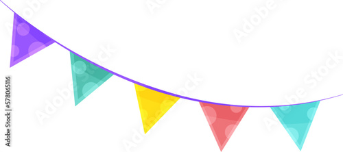 bright vector illustration garland of flags, party decoration, paper flags, interior decoration