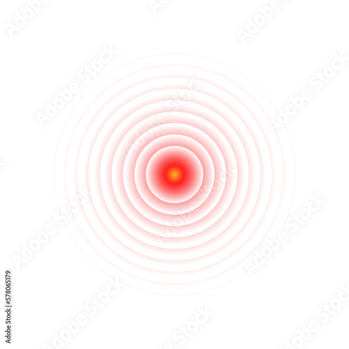 Pain circle red icon for medical painkiller drug medicine. Vector red circles target spot symbol for pill medication design template of body or muscular joint pain and headache analgesic remedy