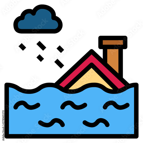 flood filled outline icon style