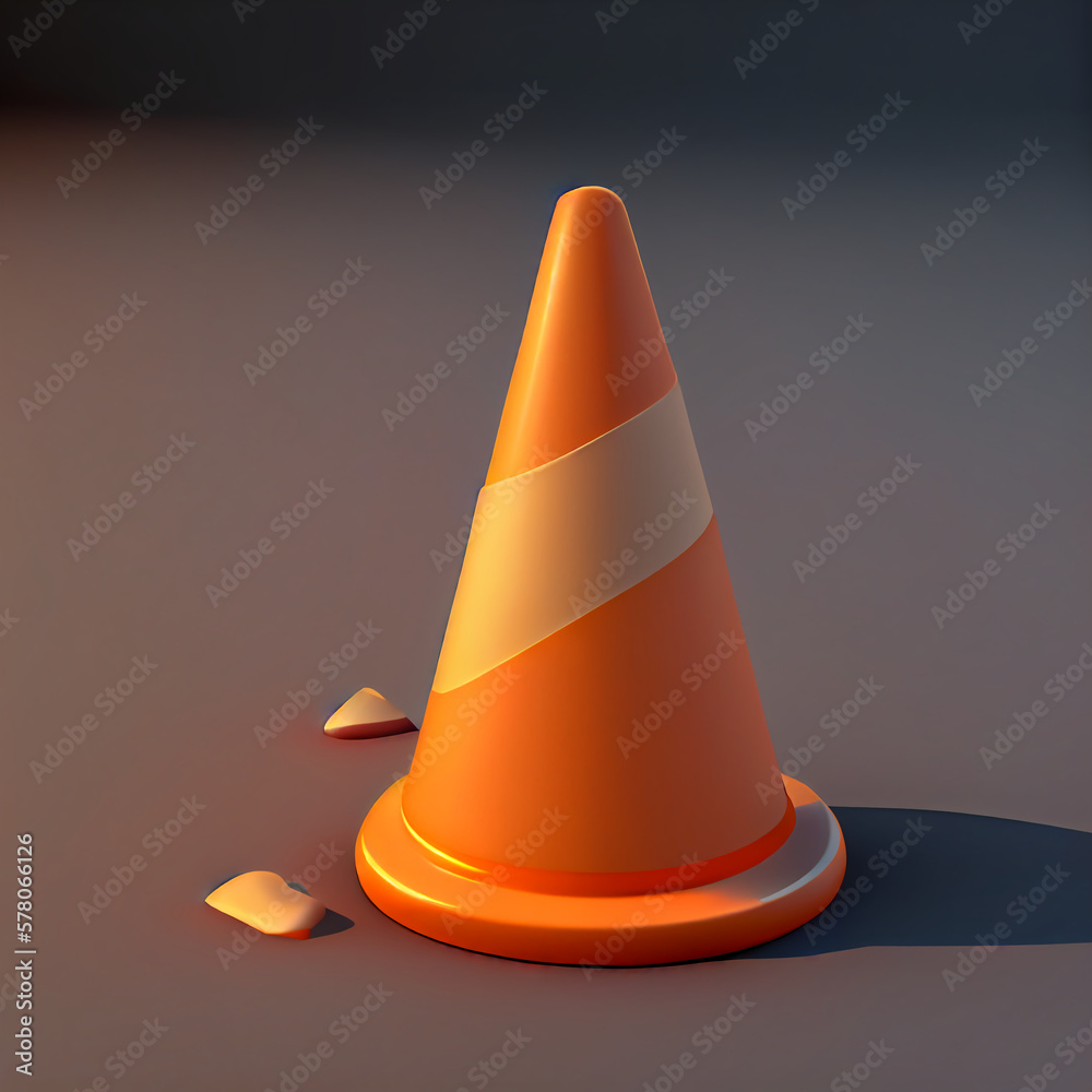 Fototapeta premium An orange traffic cone laying on the ground,, Generative Ai