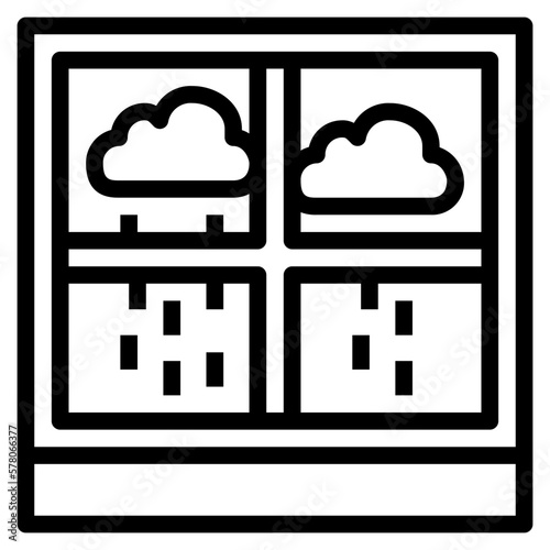 rainy line icon style