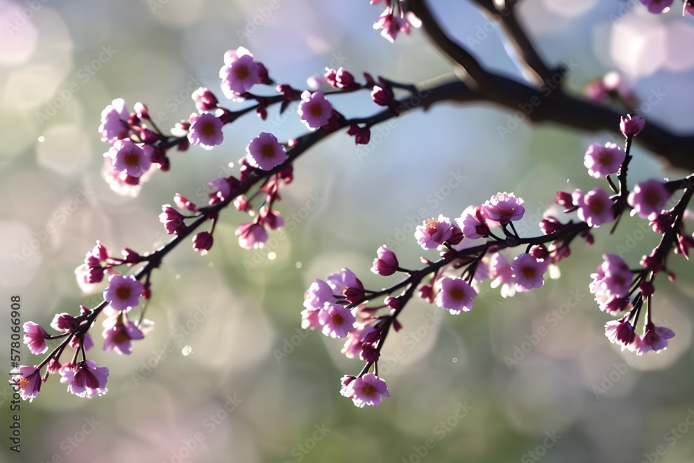 spring pink flowers on tree branches, spring blossom wallpaper, bokeh blurry background, Generative AI spring pink flowers on tree branches, spring blossom wallpaper, bokeh blurry background, Generative AI