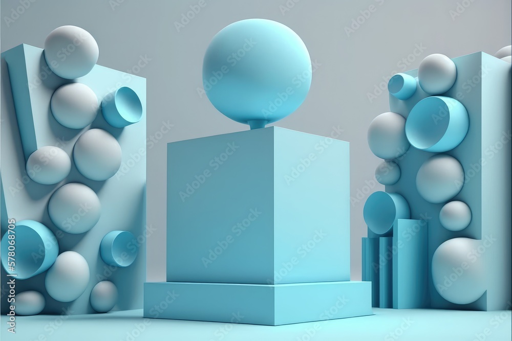 3d rendering of abstract geometric forms. Minimal scene with podium for product presentation. 3d rendering of abstract geometric forms. Minimal scene with podium for product presentation.