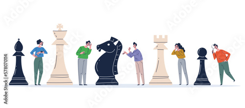 Print op canvas Strategy chess game team piece competition concept