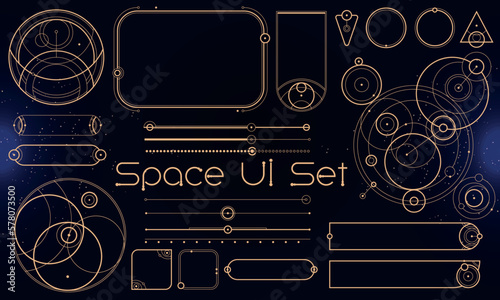 Set of Tribal User Interface Elements. Space ethnic HUD. Good for game UI. Vector Illustration EPS10