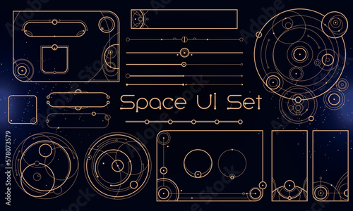 Set of Tribal User Interface Elements. Space ethnic HUD. Good for game UI. Vector Illustration EPS10