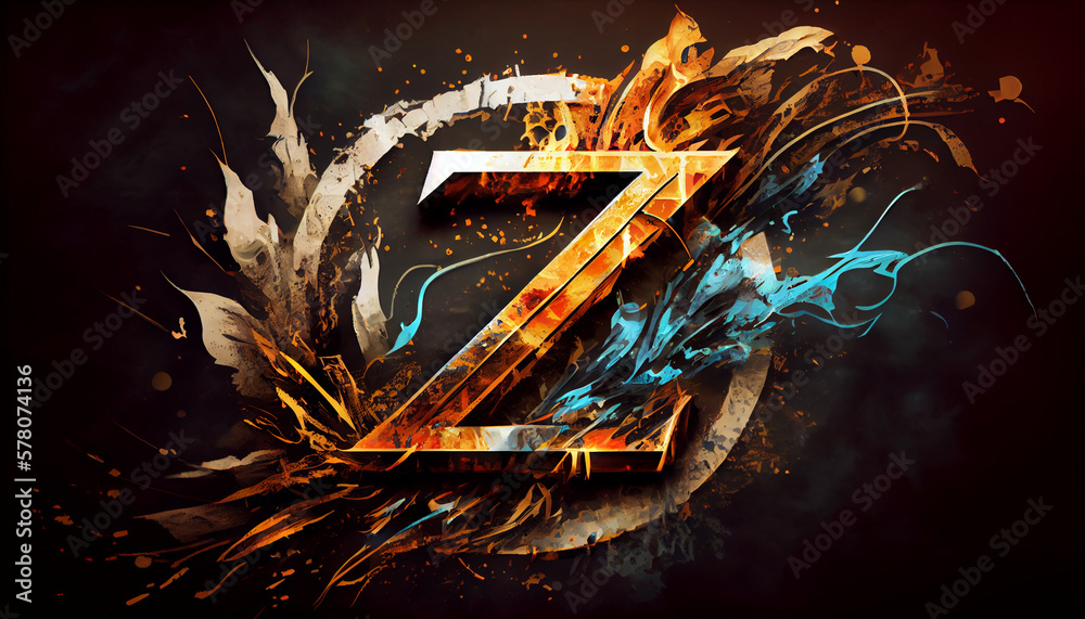 Logo Of the letter z  with art created with Generative AI technology - obrazy, fototapety, plakaty 