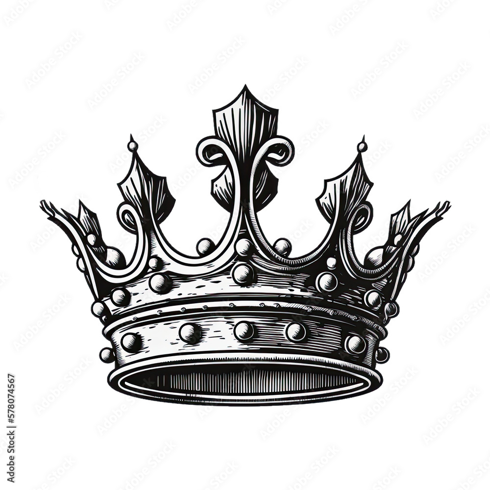 King crown vector Illustration hand drawn on white. Crown isolated ...