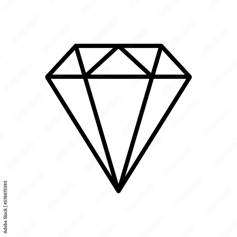 Basic Diamond Jewel Symbol Icon. Vector Image.