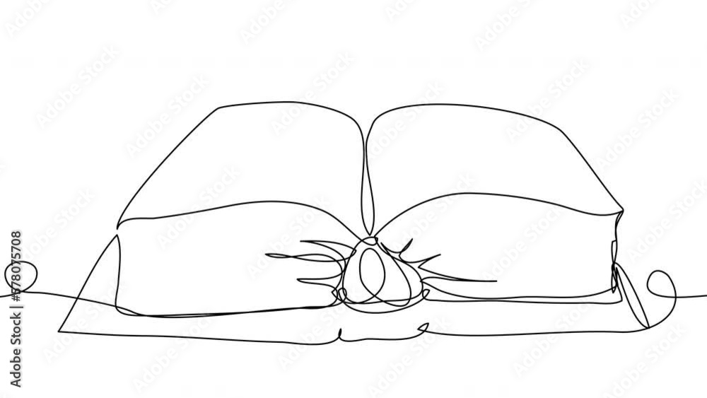 Self-drawing big book in one line against white background. The concept of sacred scripture in a minimalist style. Stock educational whiteboard video 4k with alpha channel. Self-drawing big book in one line against white background. The concept of sacred scripture in a minimalist style. Stock educational whiteboard video 4k with alpha channel.