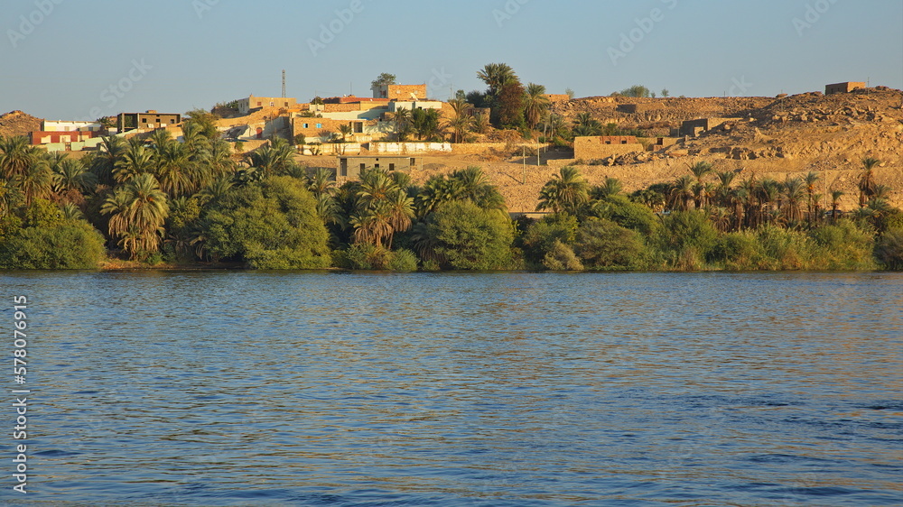 Village Nagaa Ad Disah at Nile in Egypt, Africa
