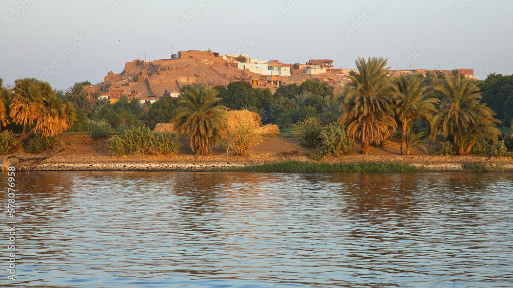 Village Abu ar Rish Basri at Nile in Egypt, Africa
