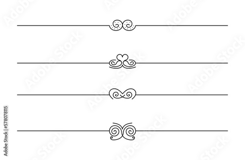 Vector Set of design Elements, black Decorative Lines. Ornamental lines collection, calligraphic Swirls. Vector illustration