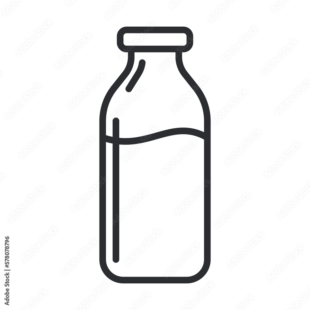 The traditional bottle of milk outline icon. Milk bottle line illustration. The traditional bottle of milk outline icon. Milk bottle line illustration.