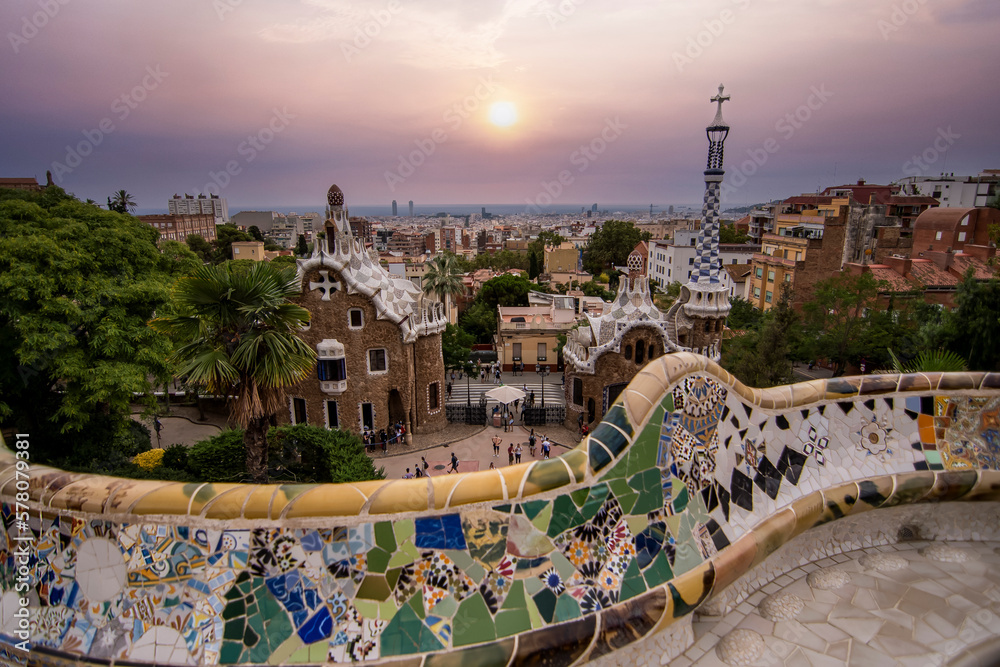 Fototapeta premium Puesta de sol en Barcelona