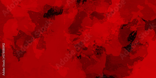 Red watercolor background with brush-painted watercolor splashes, Beautiful stylist modern red texture background with smoke. Colorful red textures for making flyers, posters and covers.	